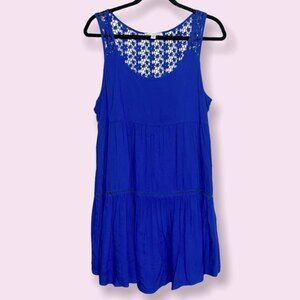 American Eagle Sleeveless Dress Royal Blue Pleated Lace Summer Womens Size Small